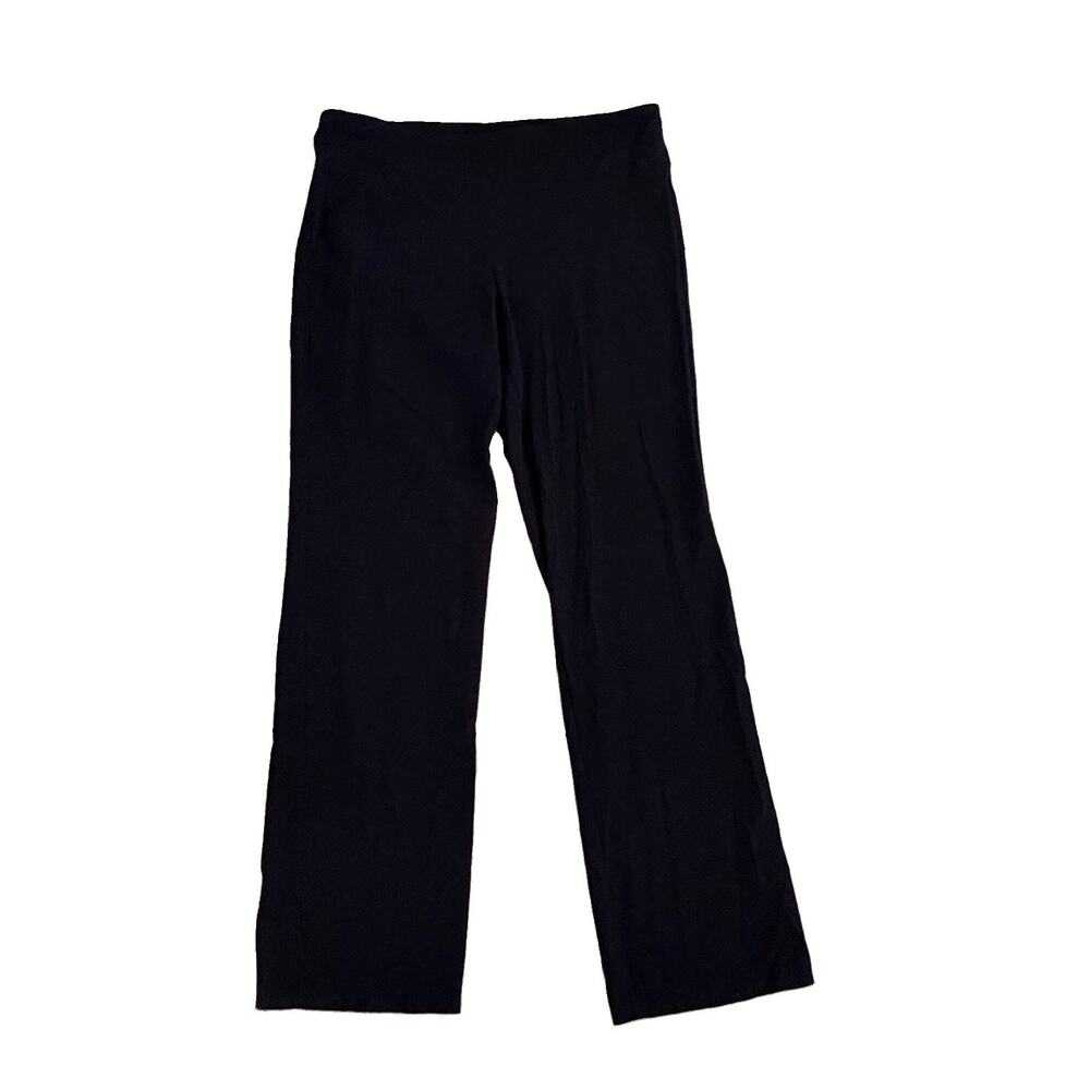 Eileen Fisher Womens Black Washable Stretch Crepe PullOn Pants Sz L Capsule $168 - Picture 1 of 5